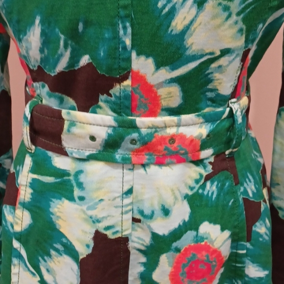 Banana Republic Statement Cotton Blend Floral Trench Coat- Sz. Sm - Picture 10 of 15